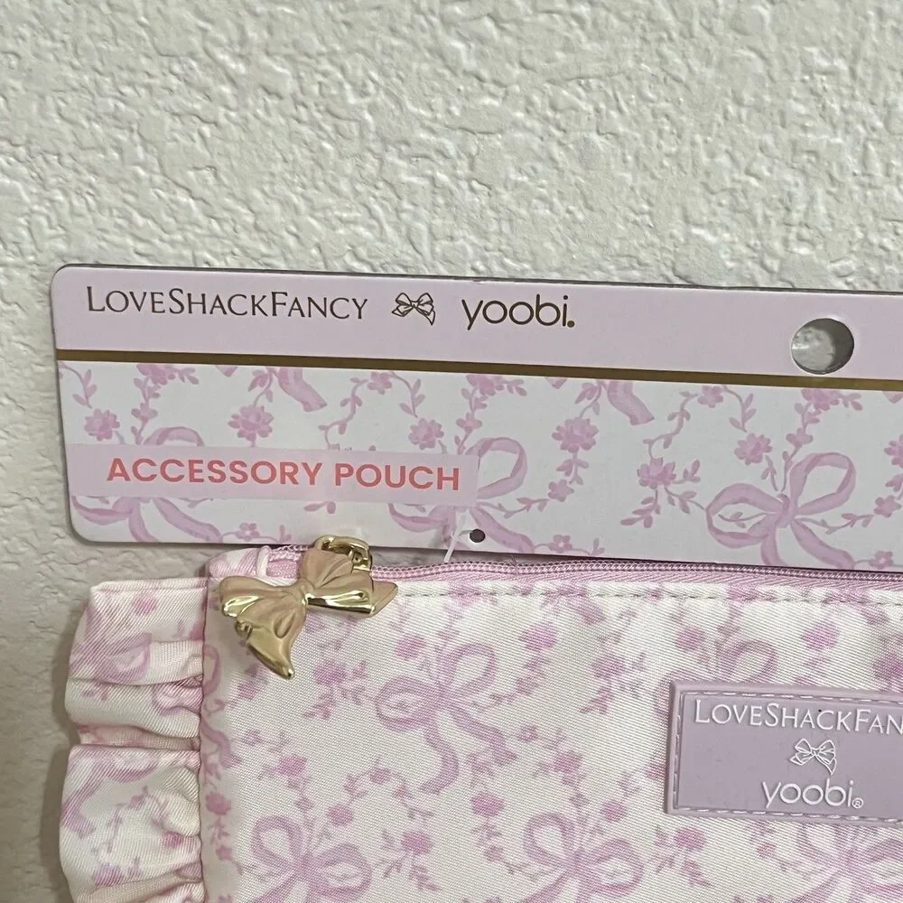 LoveShackFancy x Target Yoobi Coquette Bow Flat Zip Pencil Case with Ruffles NEW